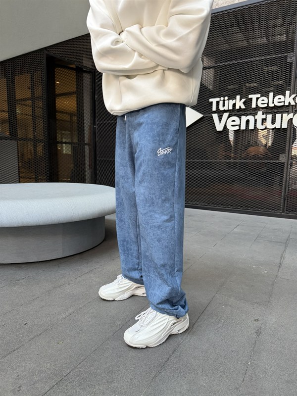 Premium Acid SW Yıkamalı Baggy Eşofman -Mavi