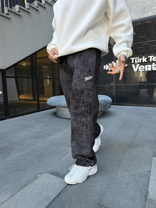 Premium Acid SW Yıkamalı Baggy Eşofman - Siyah