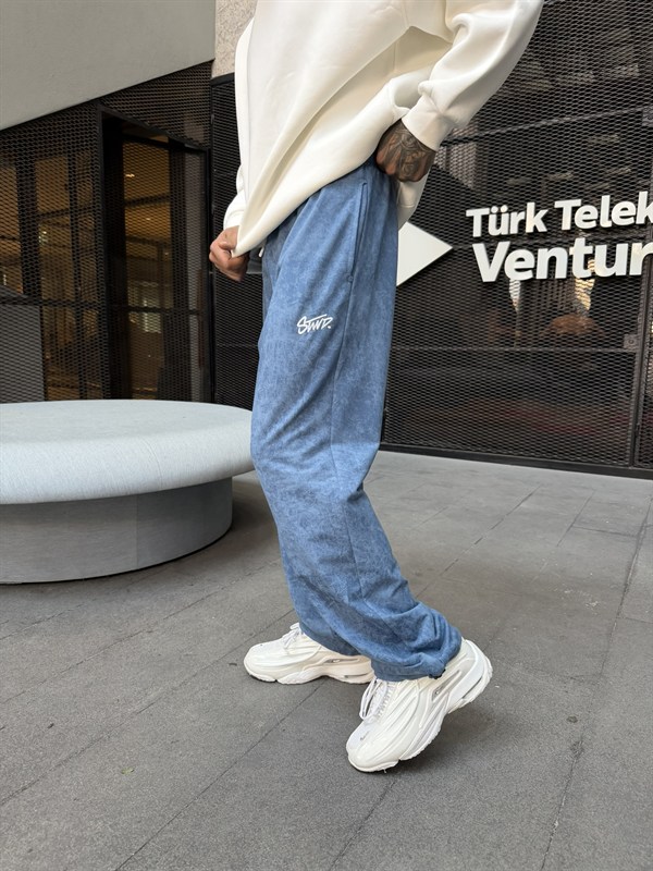 Premium Acid SW Yıkamalı Baggy Eşofman -Mavi