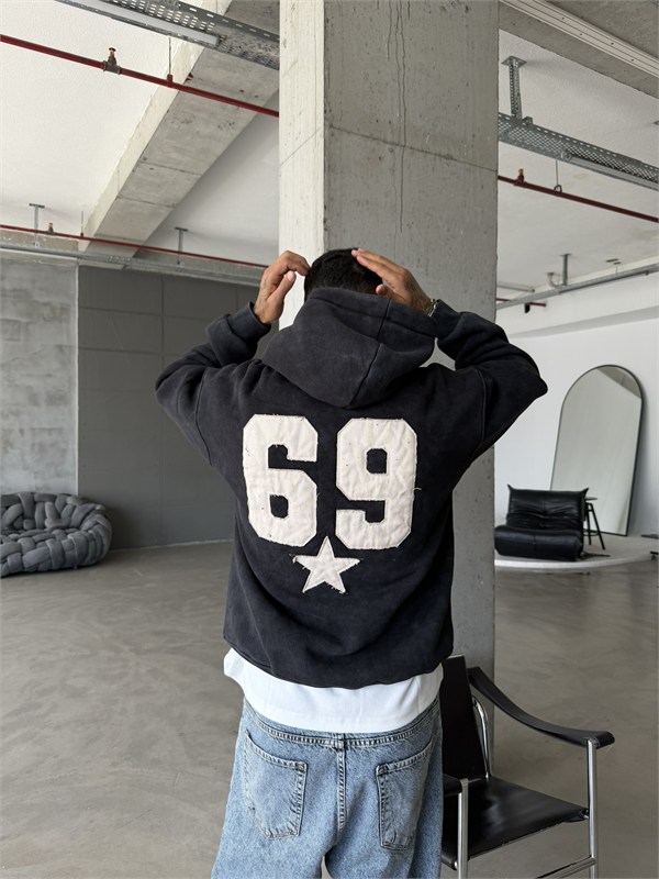 Premium Acid Yıkama 69 Nakışlı Sweat