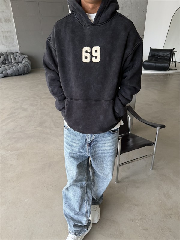 Premium Acid Yıkama 69 Nakışlı Sweat