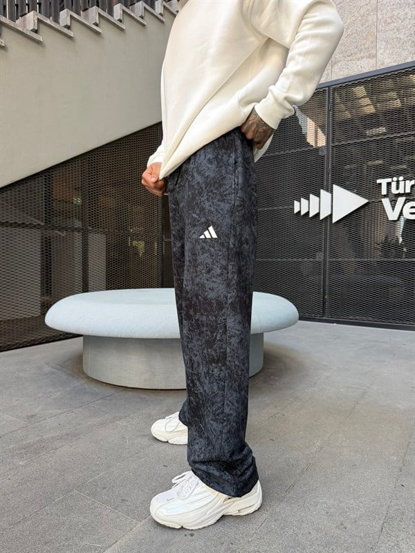 Premium Acid Yıkama Enjeksiyon Baskı Eşofman - Siyah