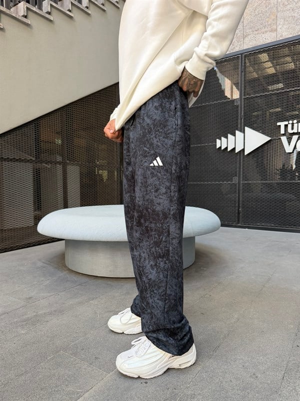 Premium Acid Yıkama Enjeksiyon Baskı Eşofman - Siyah