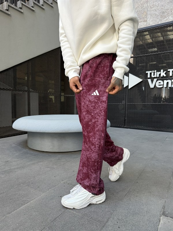 Premium Acid Yıkama Enjeksiyon Baskı Eşofman - Bordo