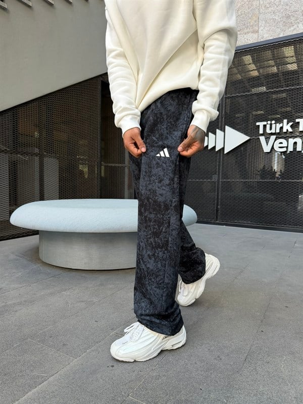 Premium Acid Yıkama Enjeksiyon Baskı Eşofman - Siyah