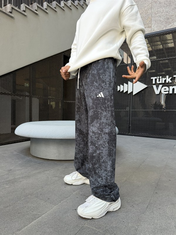 Premium Acid Yıkama Enjeksiyon Baskı Eşofman - Füme