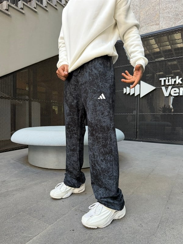 Premium Acid Yıkama Enjeksiyon Baskı Eşofman - Siyah