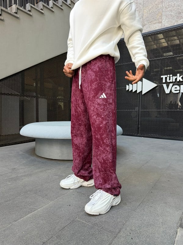 Premium Acid Yıkama Enjeksiyon Baskı Eşofman - Bordo