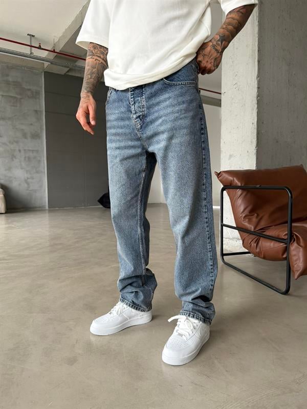 Premium Baggy Fit Pantolon - İndigo