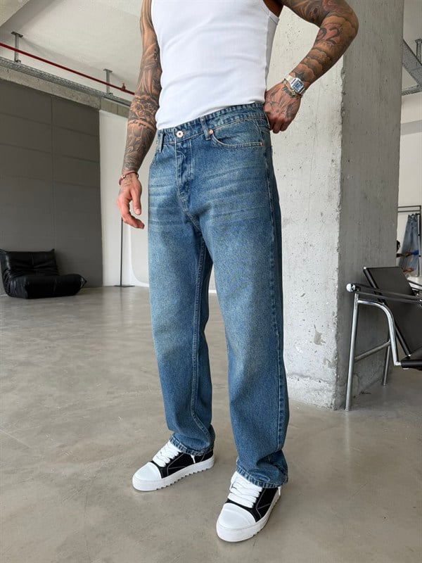 Premium Basic Baggy Fit Pantolon - Mavi
