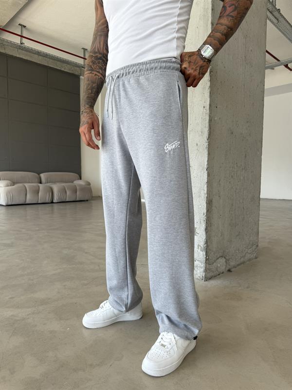 Premium Basic Nakışlı Baggy Eşofman - Gri