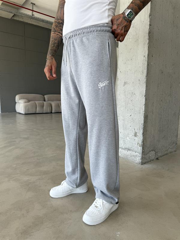 Premium Basic Nakışlı Baggy Eşofman - Gri