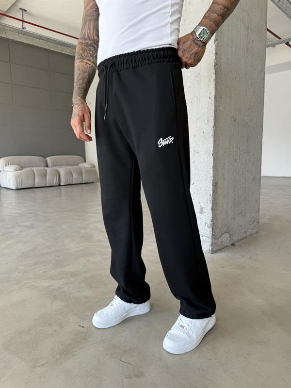 Premium Basic Nakışlı Baggy Eşofman - Siyah