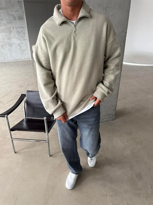 Premium Half Zip Sweat - Bej