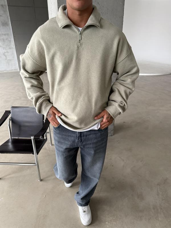 Premium Half Zip Sweat - Bej