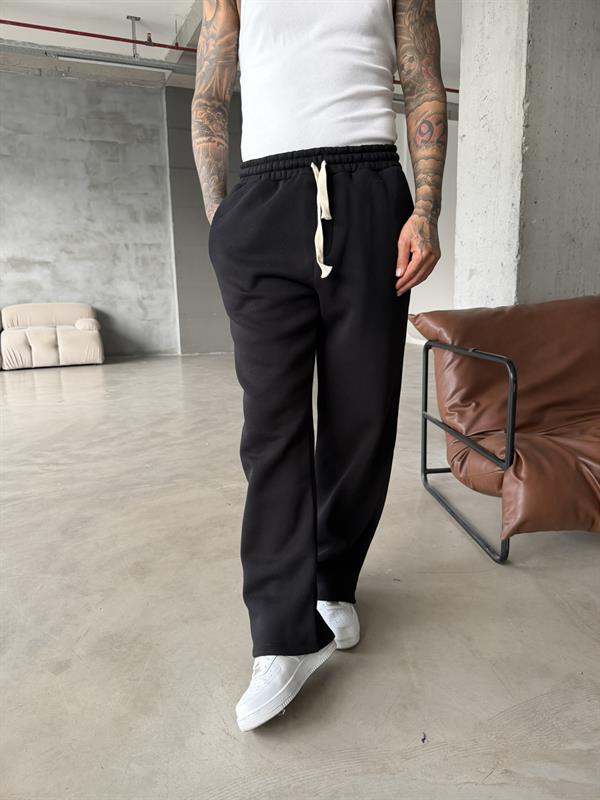 Premium İp Detaylı Basic Eşofman - Siyah