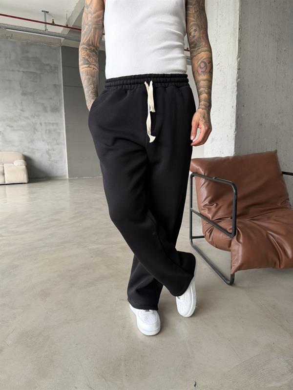 Premium İp Detaylı Basic Eşofman - Siyah