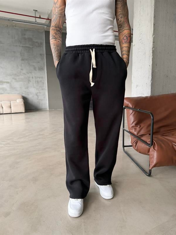 Premium İp Detaylı Basic Eşofman - Siyah