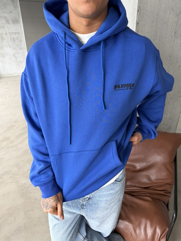 Premium Kabartma Baskı Sweat - Mavi