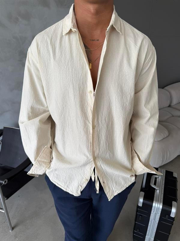 Premium Keten Gömlek Basic - Bej