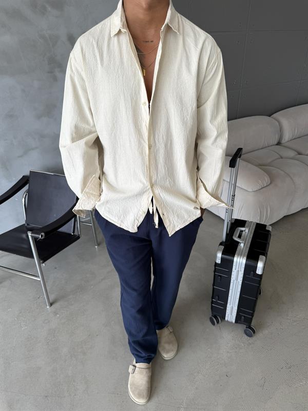 Premium Keten Gömlek Basic - Bej