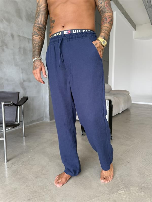 Premium Müslin Kumaş Pantolon - Lacivert