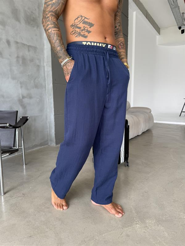 Premium Müslin Kumaş Pantolon - Lacivert