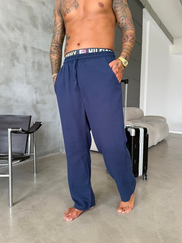 Premium Müslin Kumaş Pantolon - Lacivert