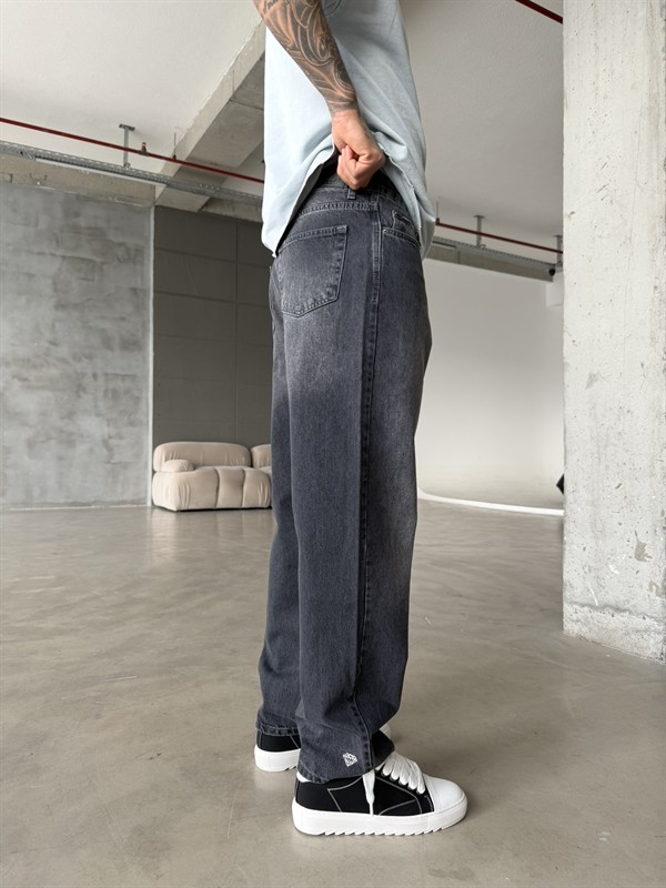 Premium Nakışlı Auro Prime Baggy Pantolon - Antrasit