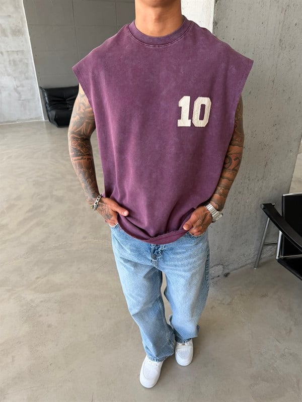 Premium One - Zero Nakışlı Sıfır Kol T-Shirt - Bordo