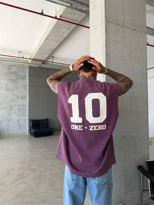 Premium One - Zero Nakışlı Sıfır Kol T-Shirt - Bordo