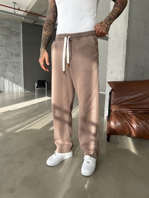 Premium Retro Yıkamalı Baggy Eşofman - Kahve