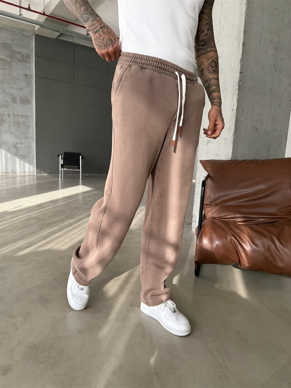 Premium Retro Yıkamalı Baggy Eşofman - Kahve