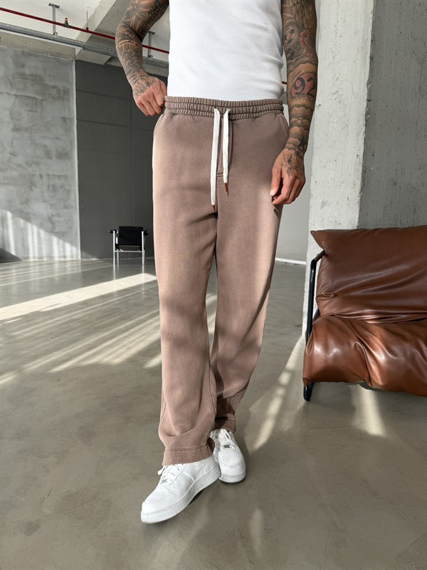 Premium Retro Yıkamalı Baggy Eşofman - Kahve