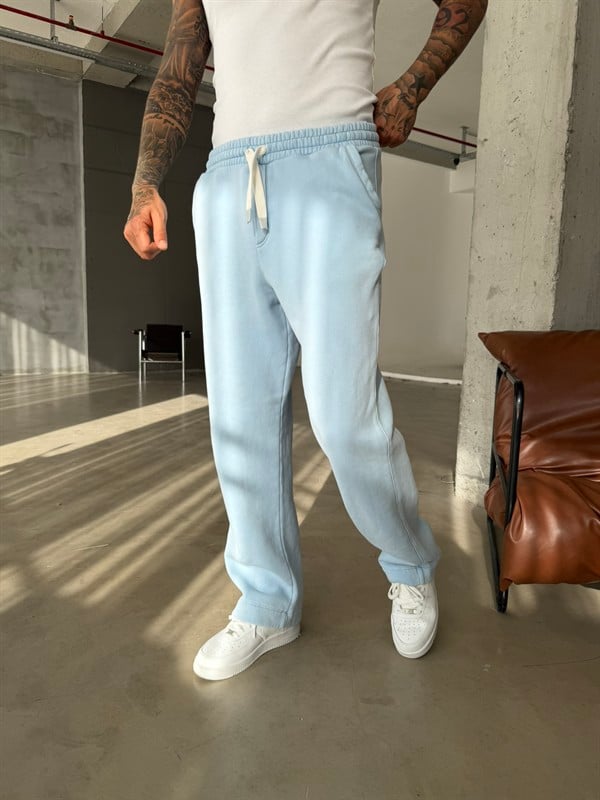 Premium Retro Yıkamalı Baggy Eşofman - Mavi