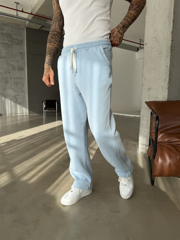 Premium Retro Yıkamalı Baggy Eşofman - Mavi