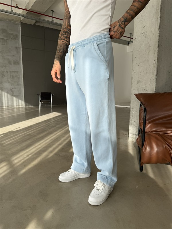 Premium Retro Yıkamalı Baggy Eşofman - Mavi