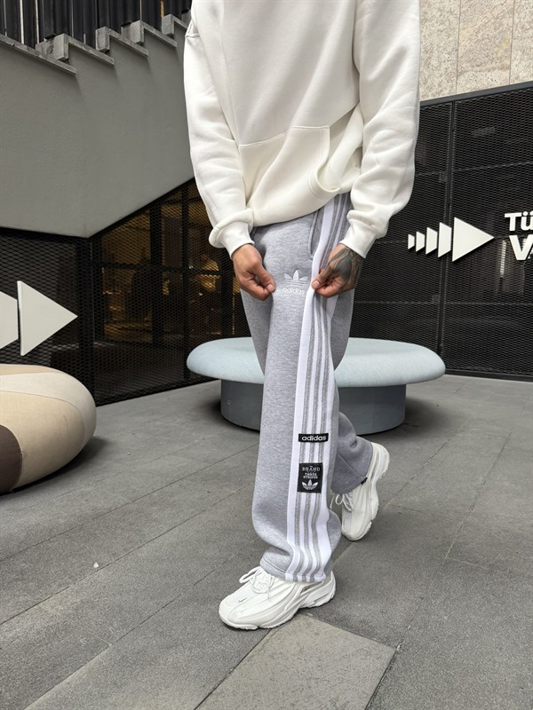 Premium Üç Cizgili Baggy Eşofman - Gri