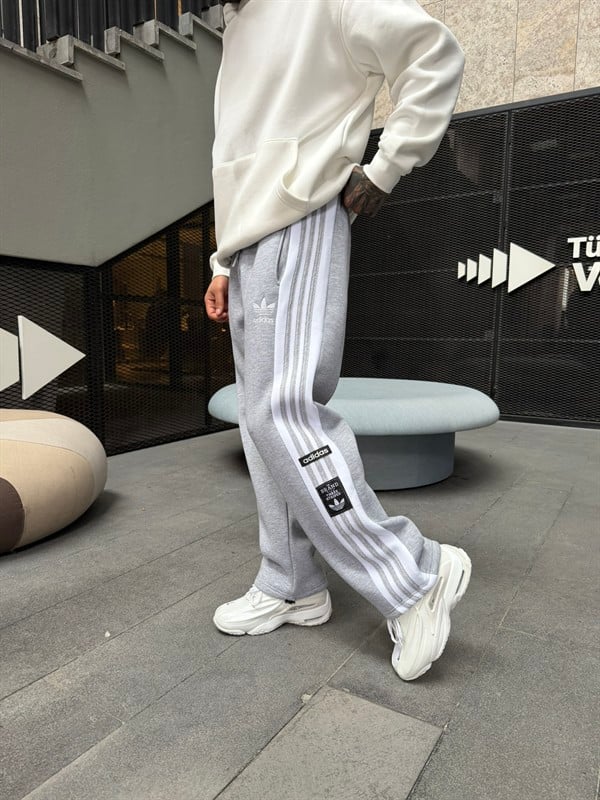 Premium Üç Cizgili Baggy Eşofman - Gri