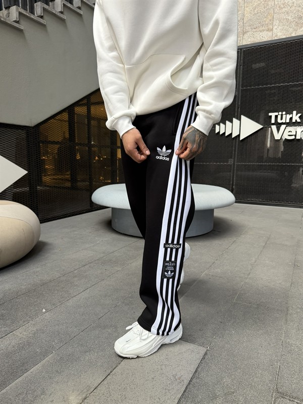 Premium Üç Cizgili Baggy Eşofman - Siyah