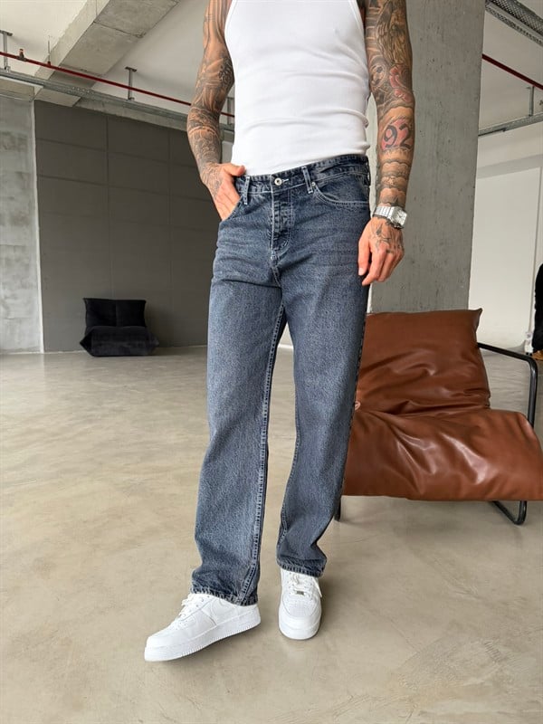 Prime Basic Yıkamalı Baggy Pantolon - İndigo