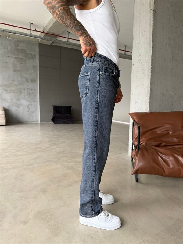 Prime Basic Yıkamalı Baggy Pantolon - İndigo