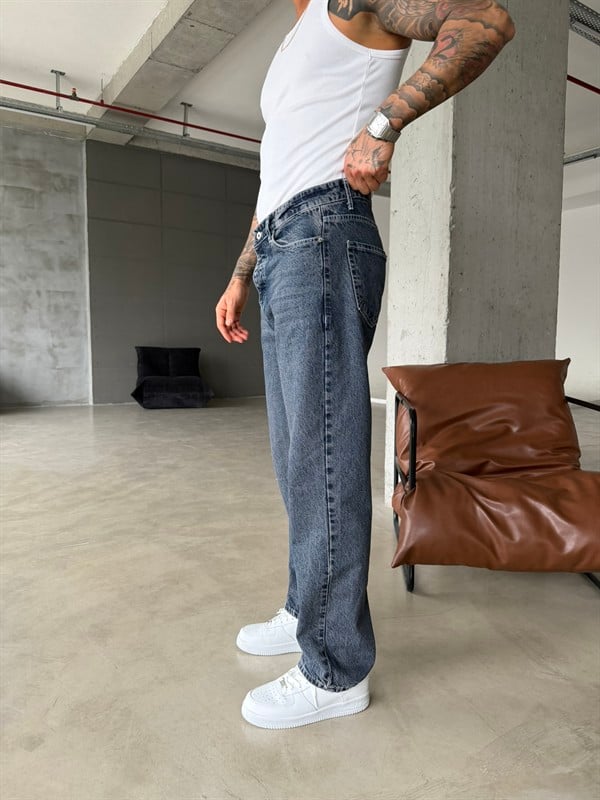 Prime Basic Yıkamalı Baggy Pantolon - İndigo