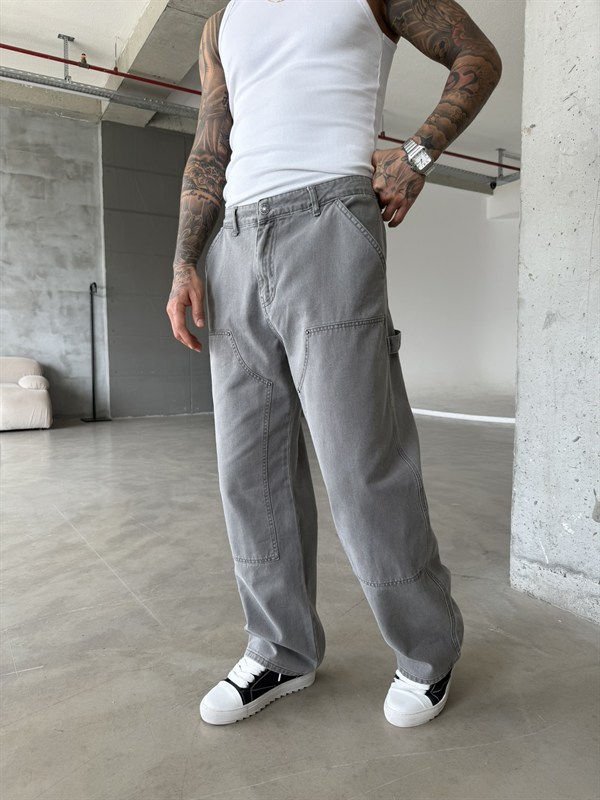 Prime Premium Baggy Dessening Baggy Pantolon - Gri