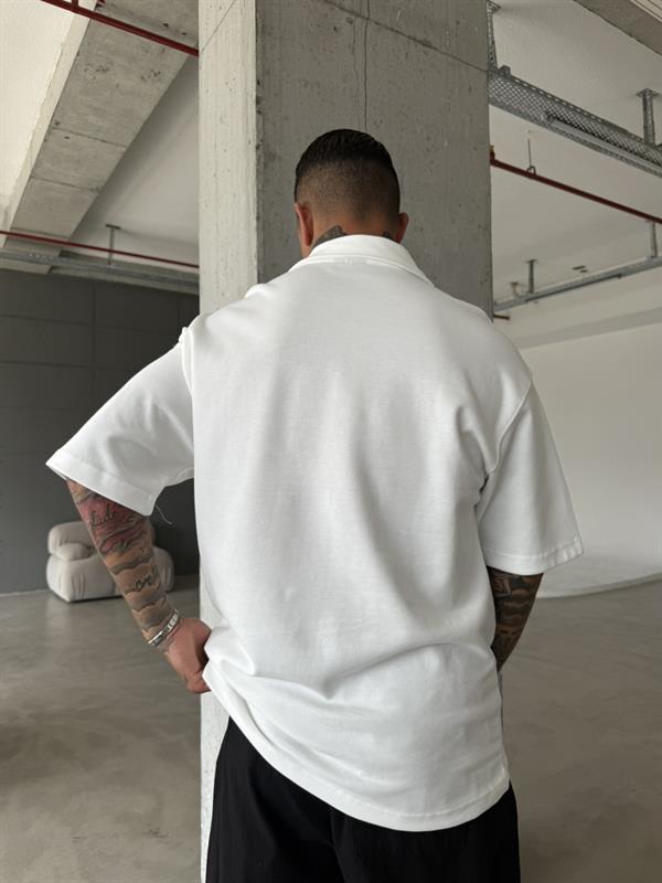 Quit Place Polo Yaka T-Shrit - Beyaz