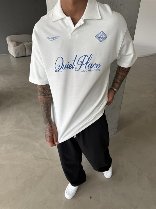 Quit Place Polo Yaka T-Shrit - Beyaz