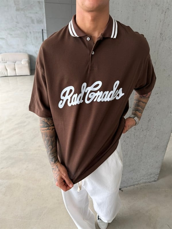 Rad Gnades Baskılı Polo Yaka T-Shirt - Kahve