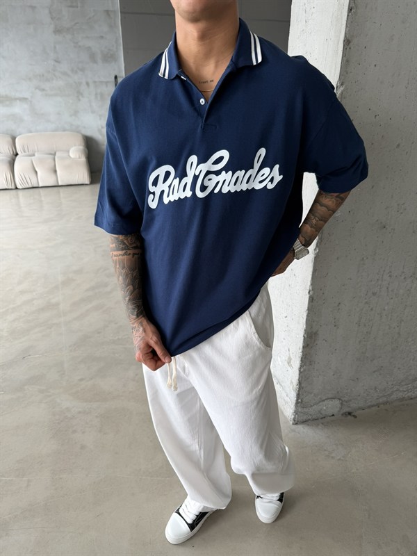 Rad Gnades Baskılı Polo Yaka T-Shirt - Lacivert
