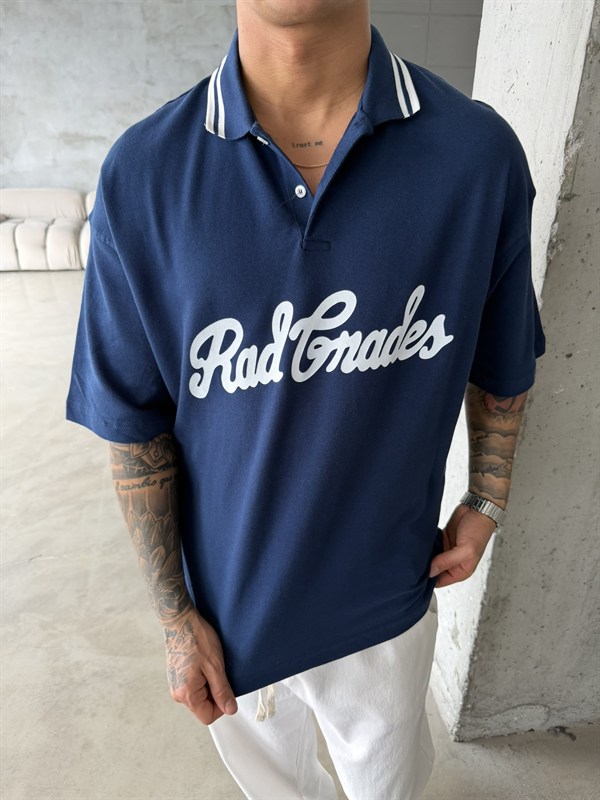 Rad Gnades Baskılı Polo Yaka T-Shirt - Lacivert