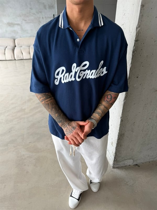 Rad Gnades Baskılı Polo Yaka T-Shirt - Lacivert
